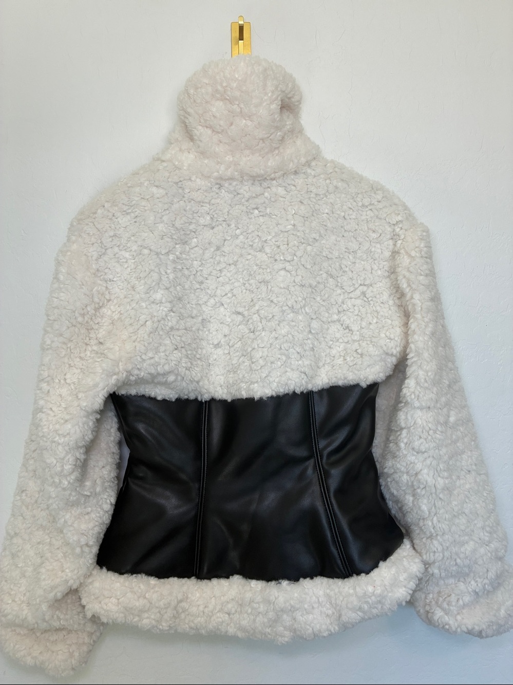 Naked Wardrobe High Pile Fleece Jacket Black White Full Zip Rustic Size M NWT - Picture 8 of 15